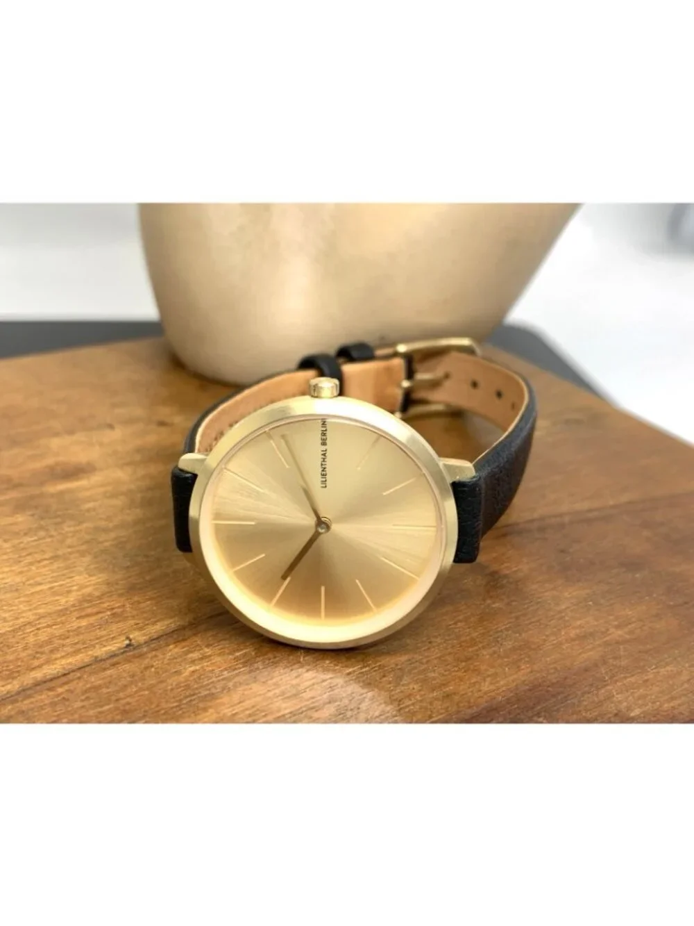 Lilienthal Berlin Women's Watch Rosalux Quartz Gold Dial Leather Strap 30mm